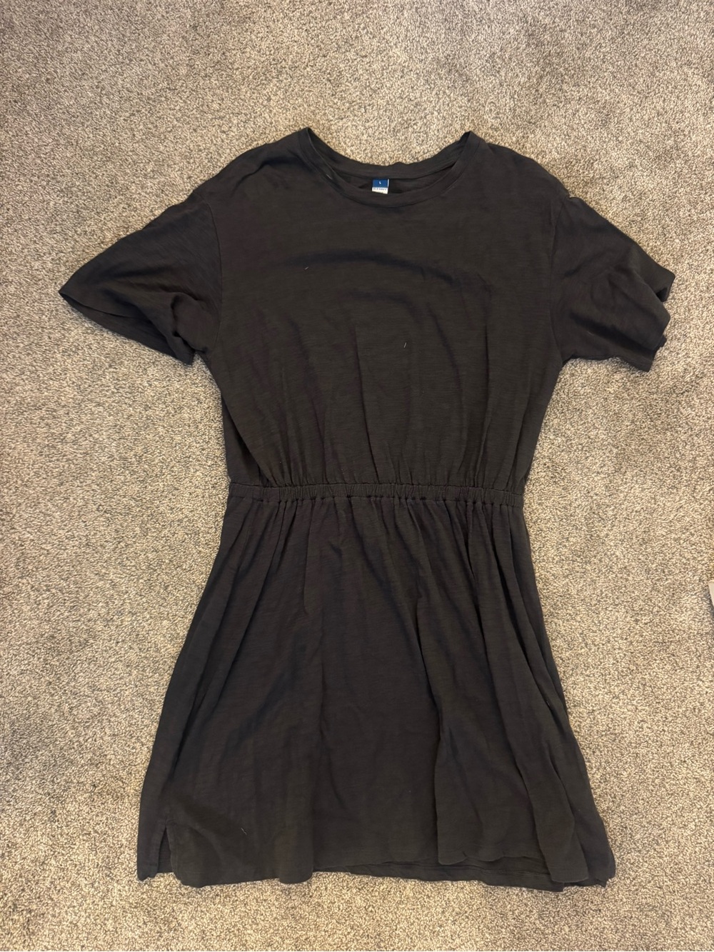 Classic Grey Short-Sleeve Waist-Defined Dress